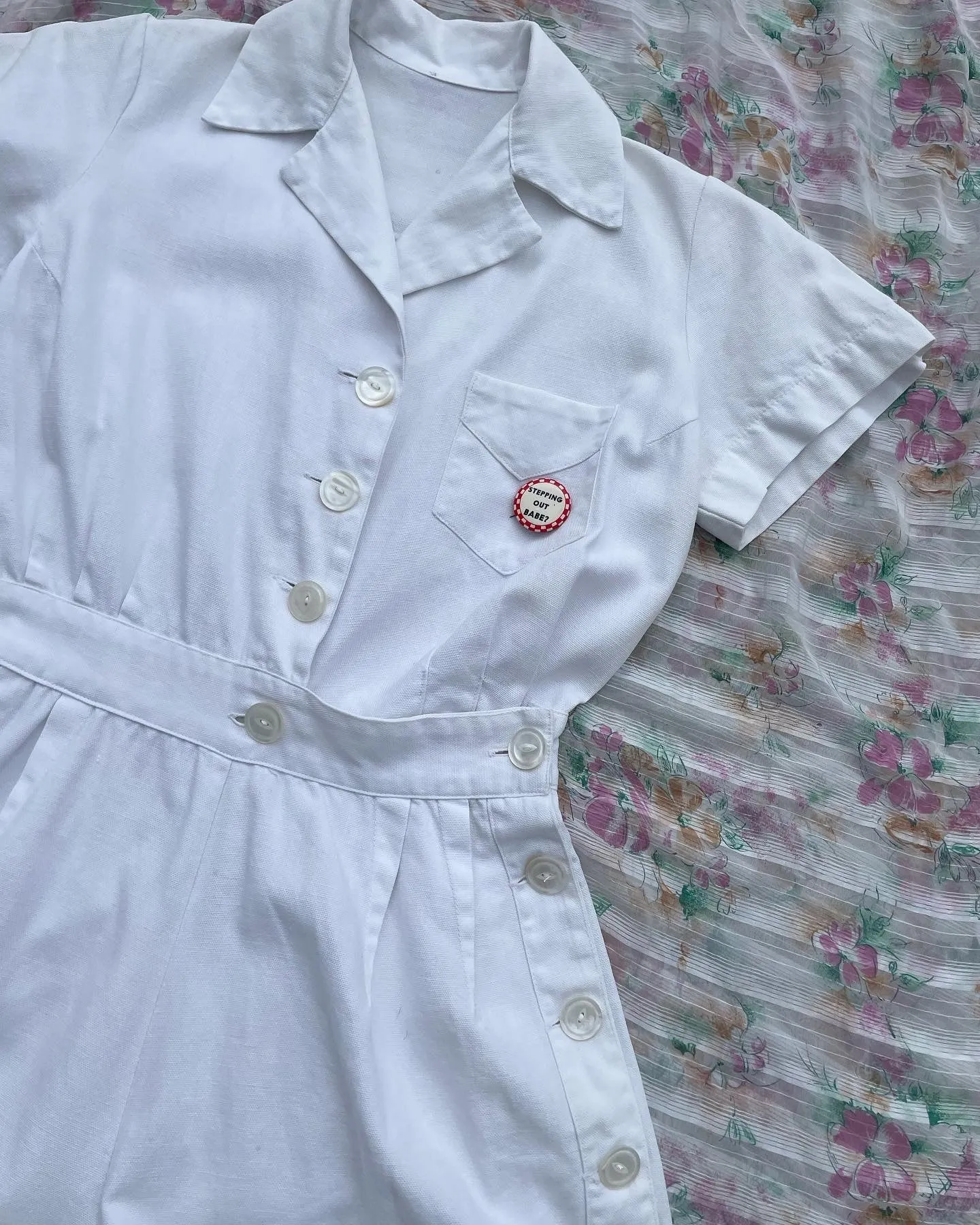 1930s/1940s Ivory Linen Tennis Sportswear Playsuit