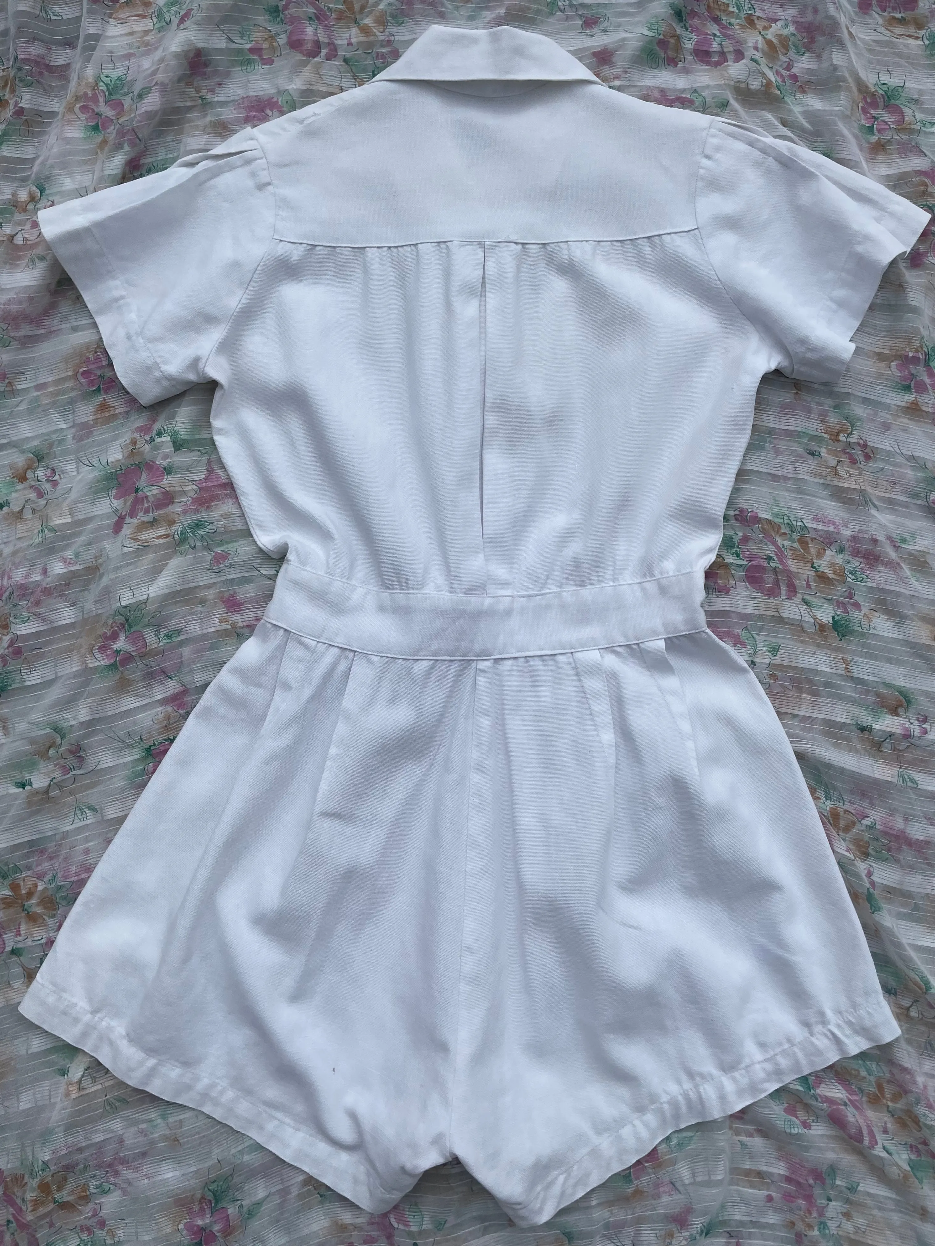 1930s/1940s Ivory Linen Tennis Sportswear Playsuit