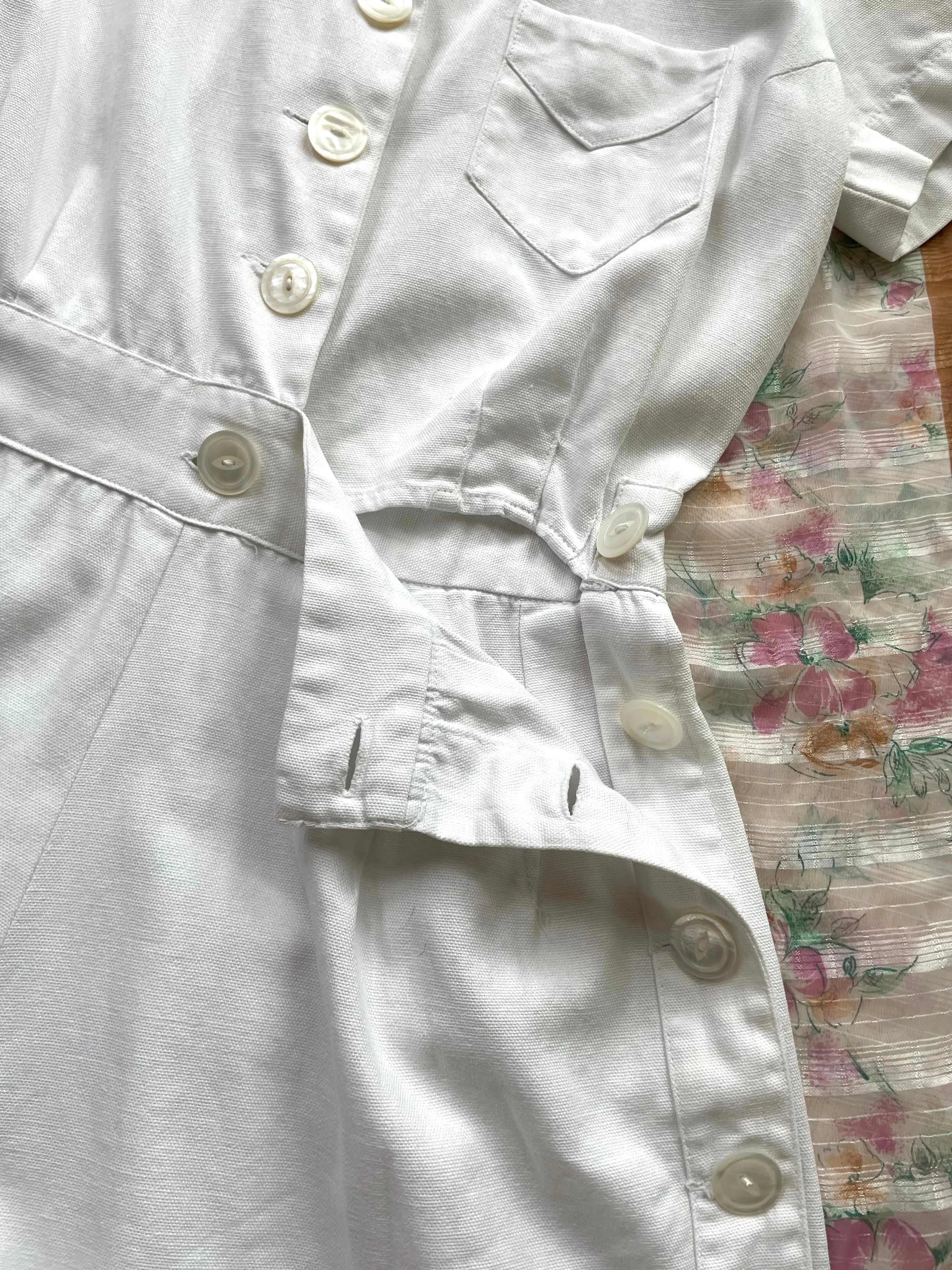 1930s/1940s Ivory Linen Tennis Sportswear Playsuit