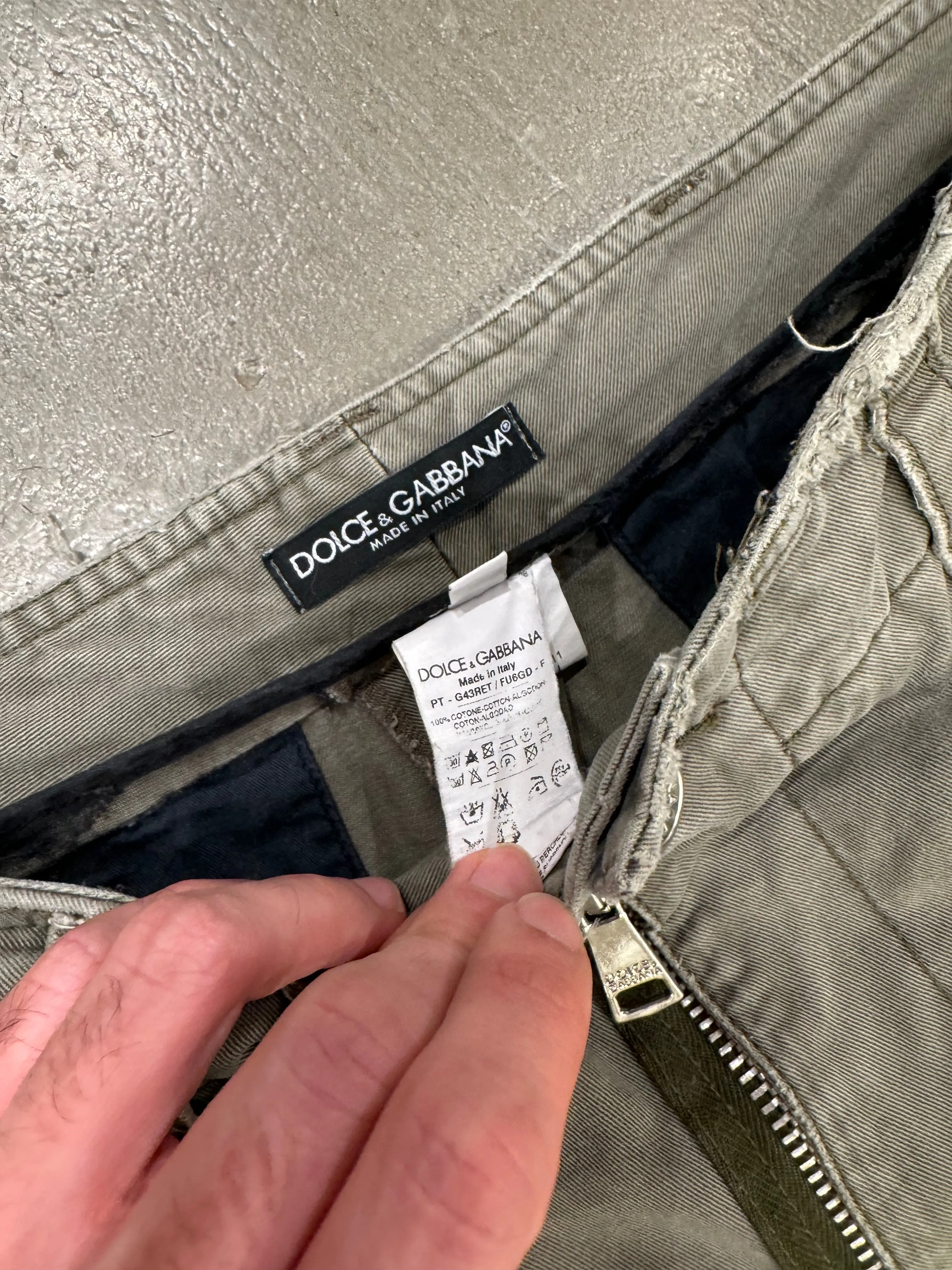2008 Dolce & Gabbana double ankle zipper cargo pants