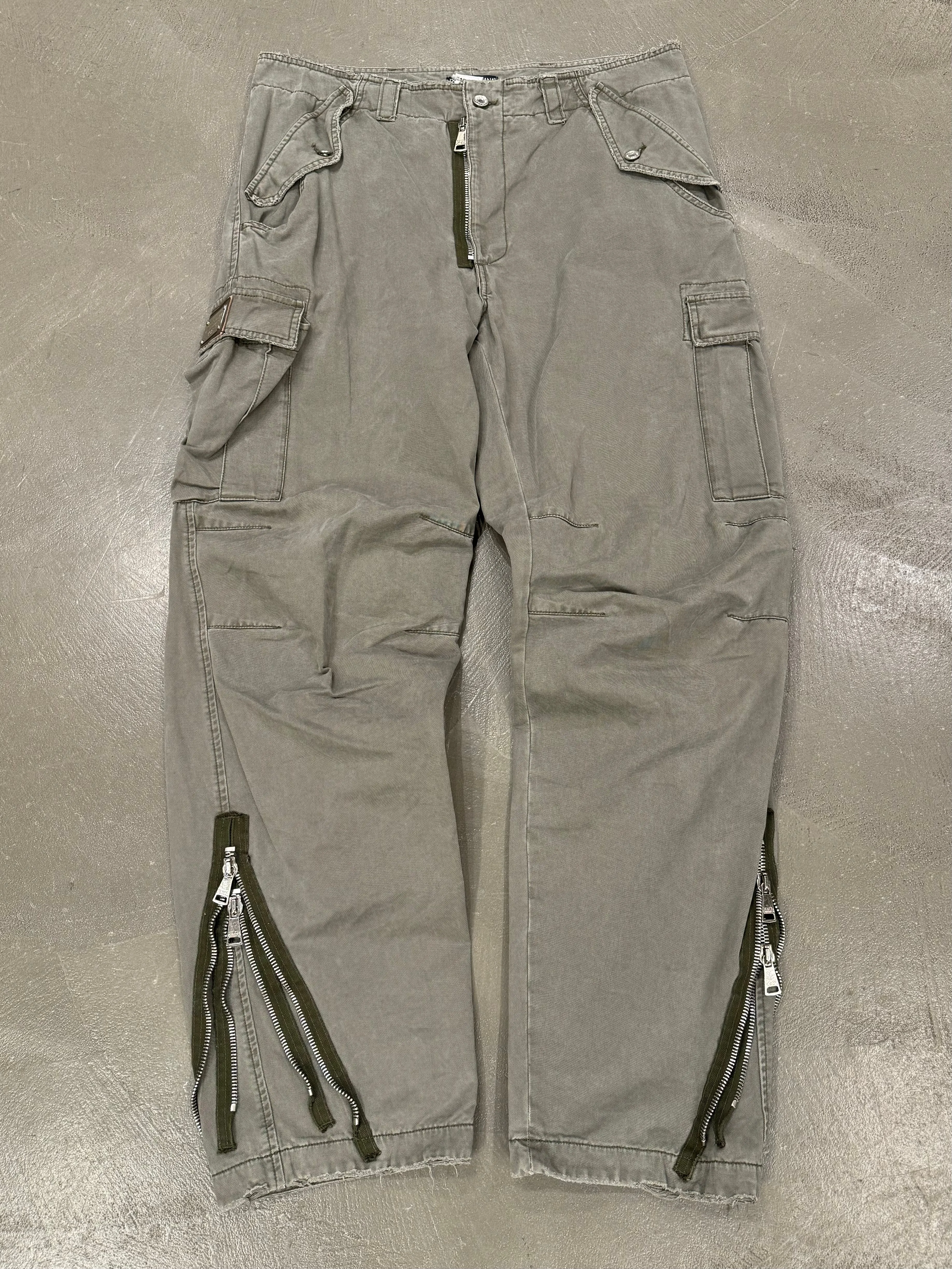 2008 Dolce & Gabbana double ankle zipper cargo pants