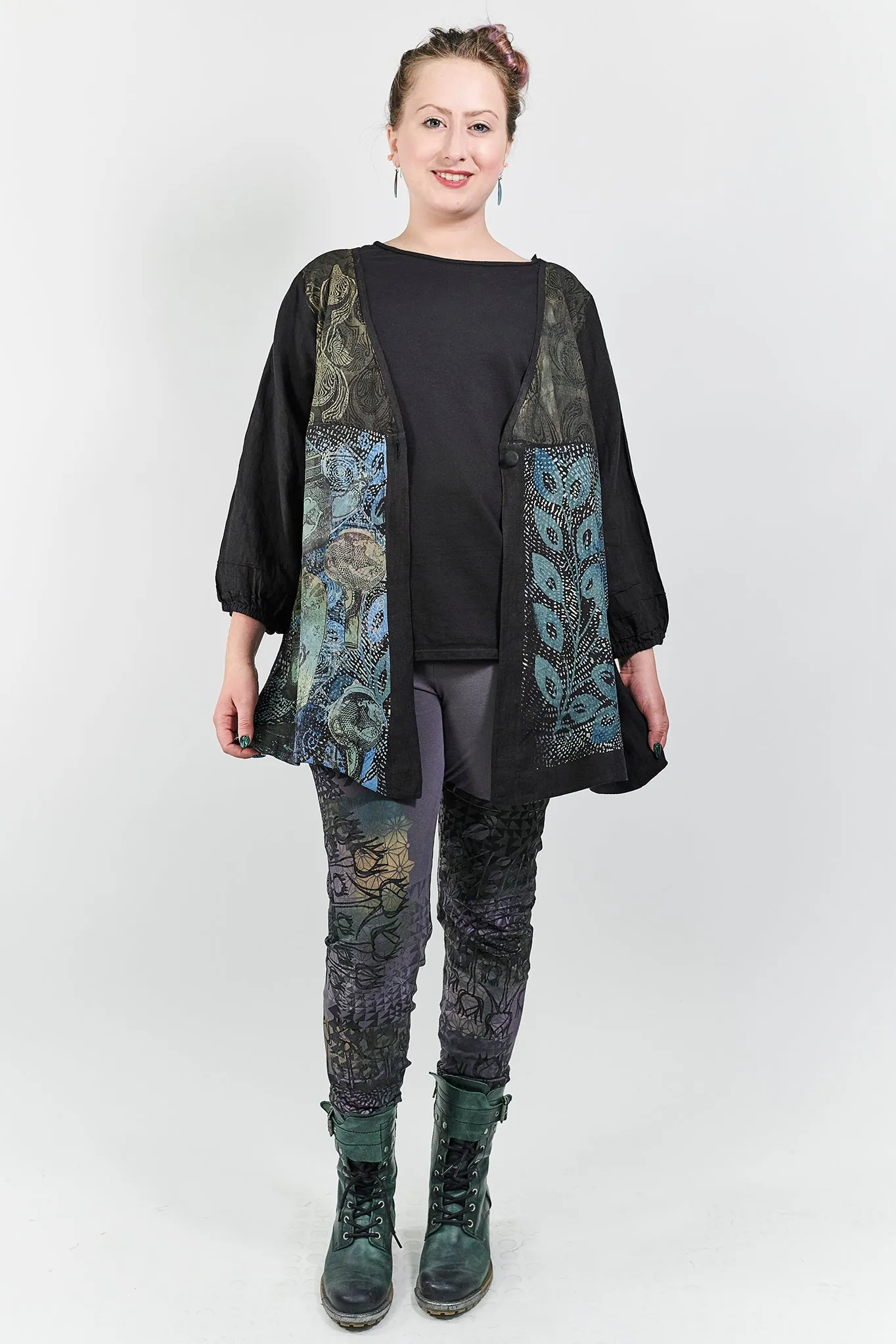 5264 Linen Single Button Cardi Black