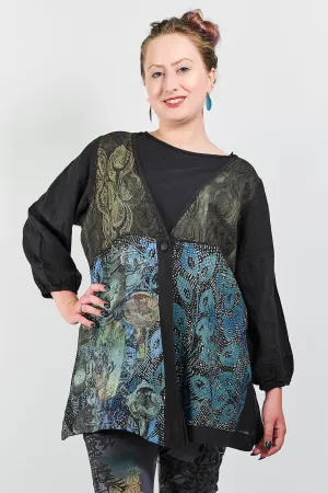 5264 Linen Single Button Cardi Black