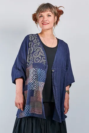 5264 Linen Single Button Cardi Indigo