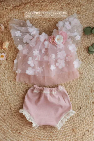 6-12 months size girl pink, blush top nappy cover, vintage style, boho, RTS