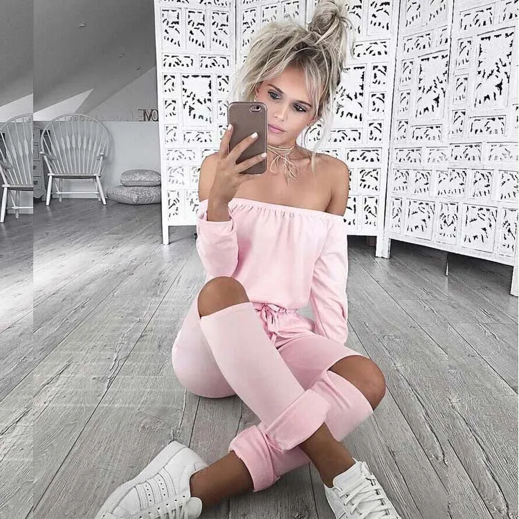 6 Color Rompers Womens Jumpsuit Sexy Off Shoulder Long Sleeve Autumn Elegant Bodycon Bodysuit Bandage Jumpsuits