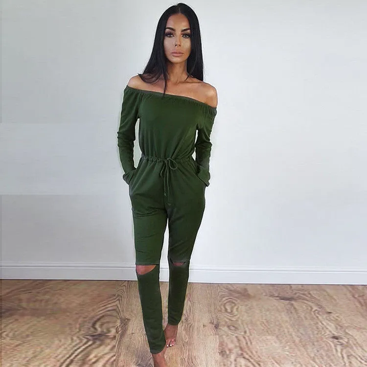 6 Color Rompers Womens Jumpsuit Sexy Off Shoulder Long Sleeve Autumn Elegant Bodycon Bodysuit Bandage Jumpsuits