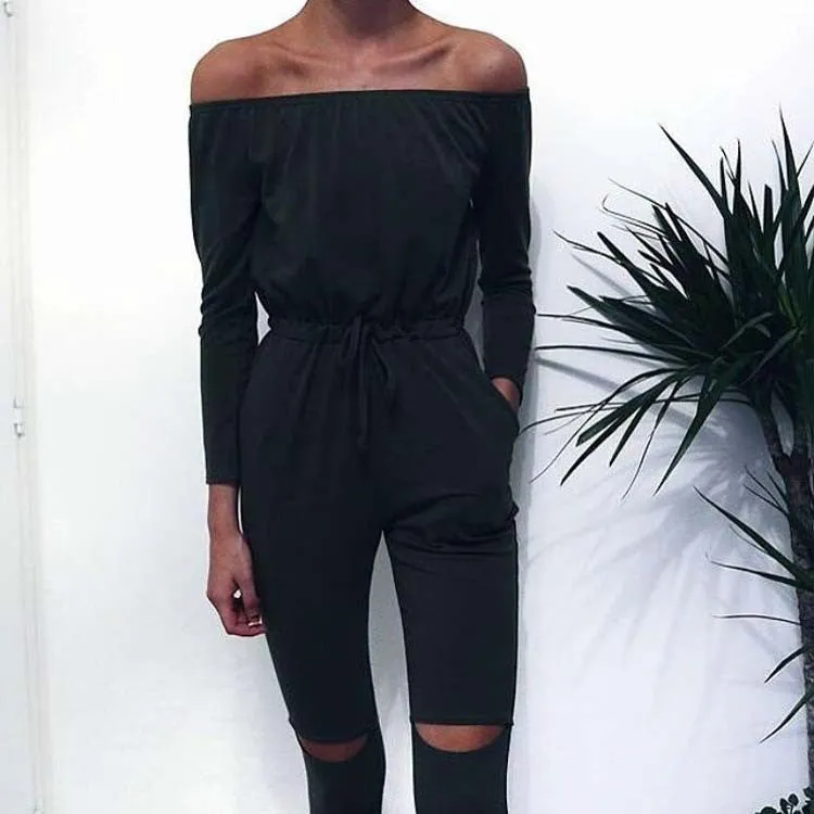 6 Color Rompers Womens Jumpsuit Sexy Off Shoulder Long Sleeve Autumn Elegant Bodycon Bodysuit Bandage Jumpsuits