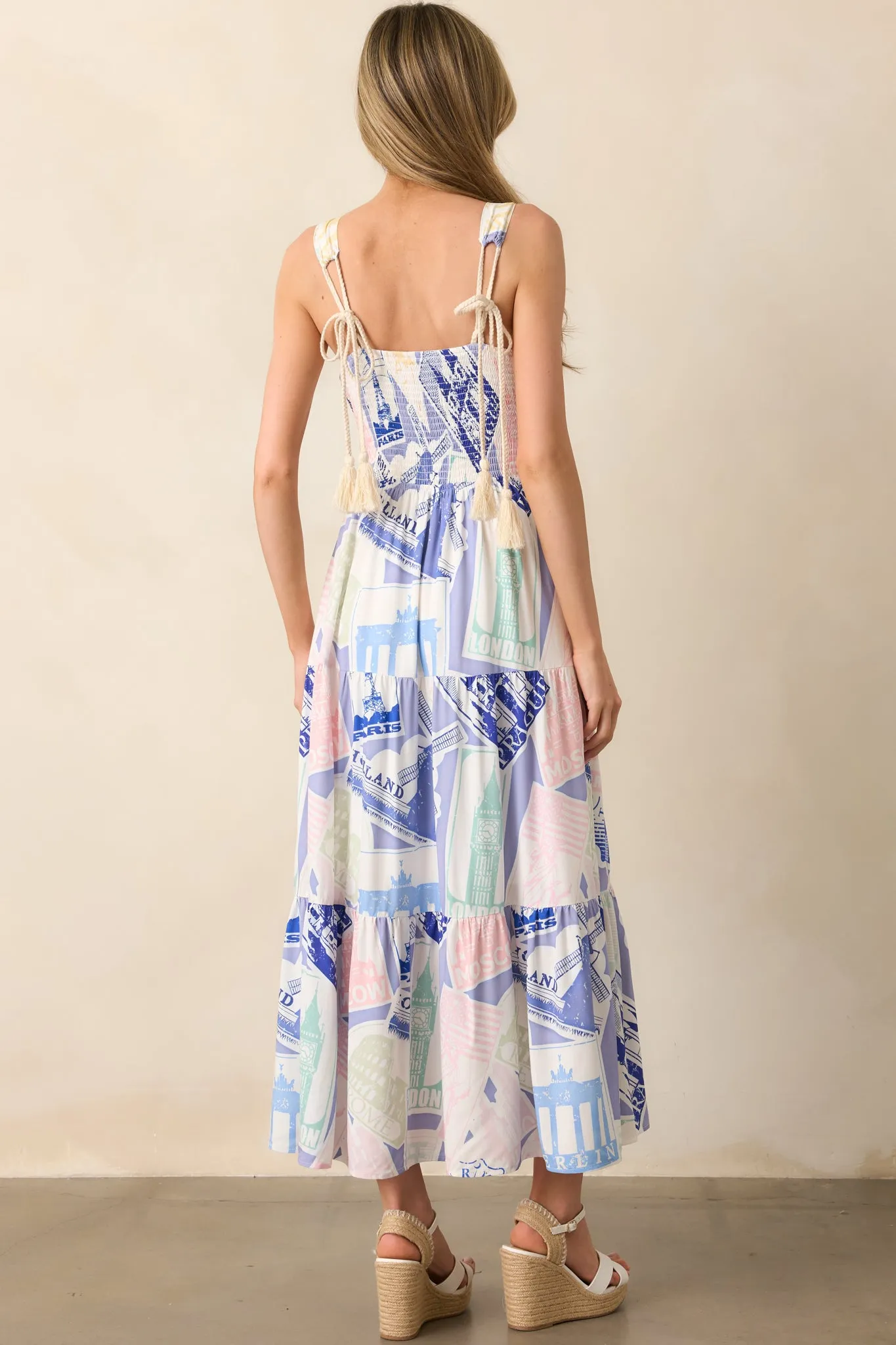 Adair Passport Print Blue Midi Dress