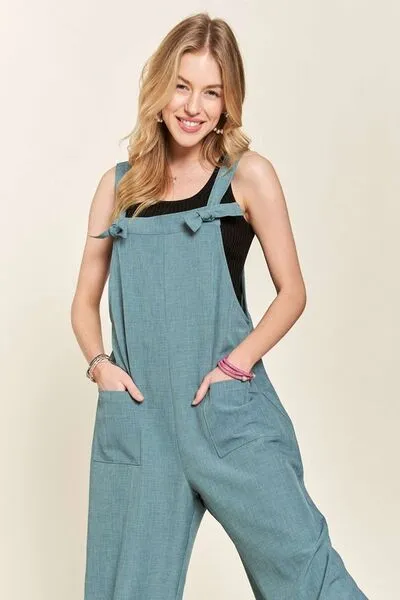ADORA Knotted Wide Leg Blue Overalls