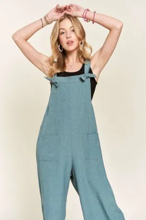 ADORA Knotted Wide Leg Blue Overalls