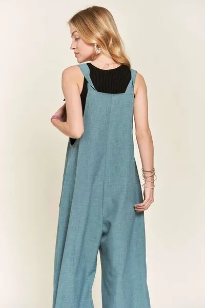 ADORA Knotted Wide Leg Blue Overalls