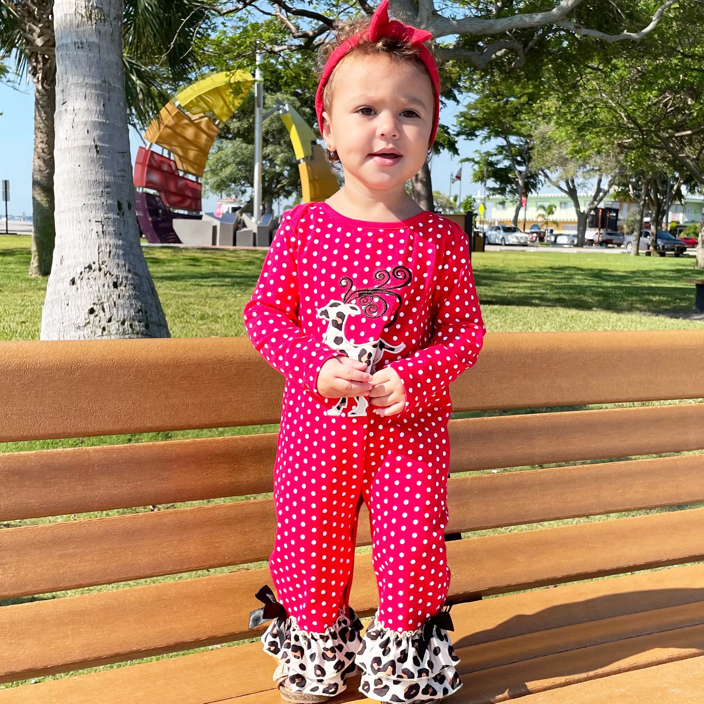 AL Limited Baby Girls Christmas Leopard Reindeer Holiday Cotton Romper One Piece