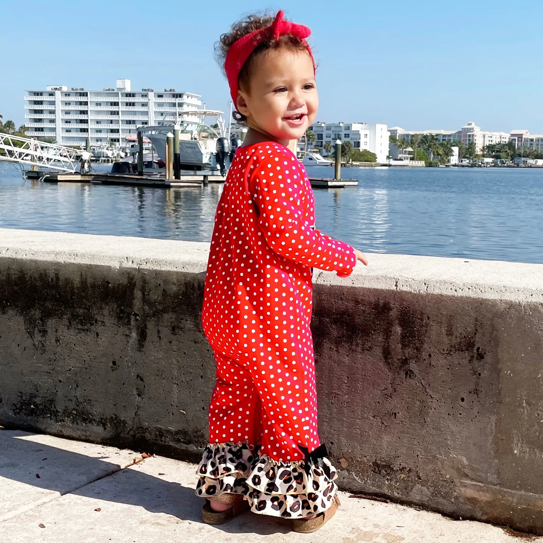 AL Limited Baby Girls Christmas Leopard Reindeer Holiday Cotton Romper One Piece