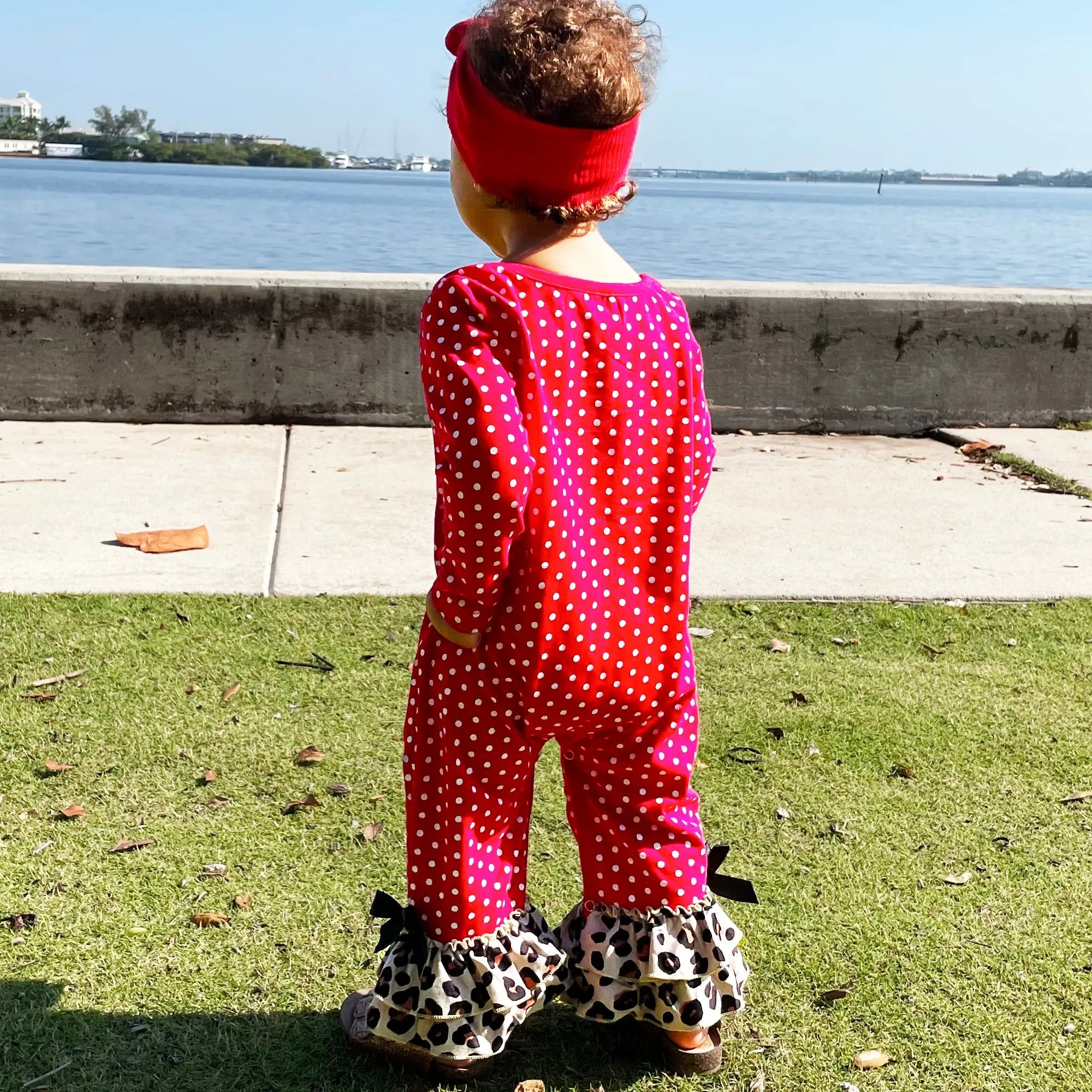 AL Limited Baby Girls Christmas Leopard Reindeer Holiday Cotton Romper One Piece