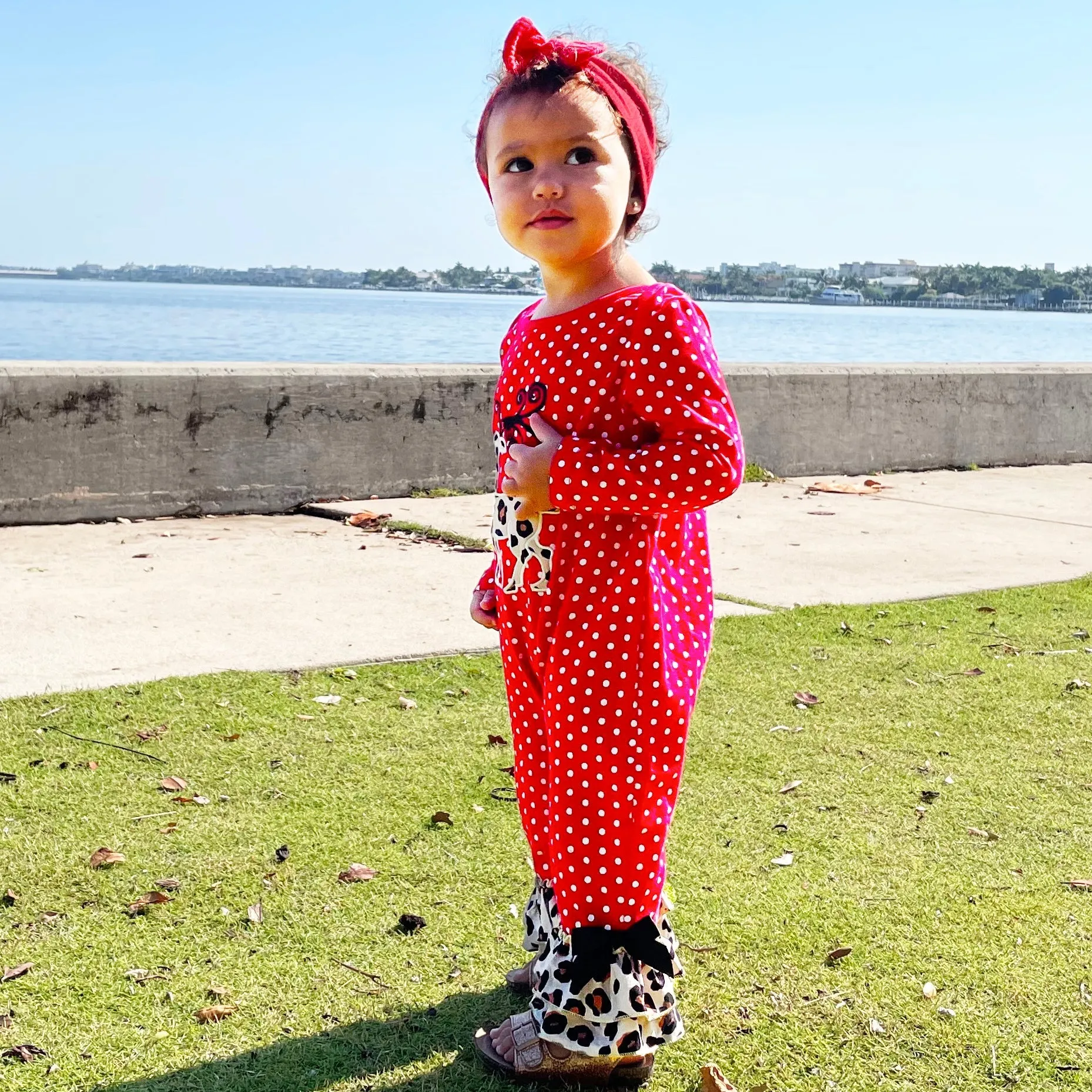 AL Limited Baby Girls Christmas Leopard Reindeer Holiday Cotton Romper One Piece