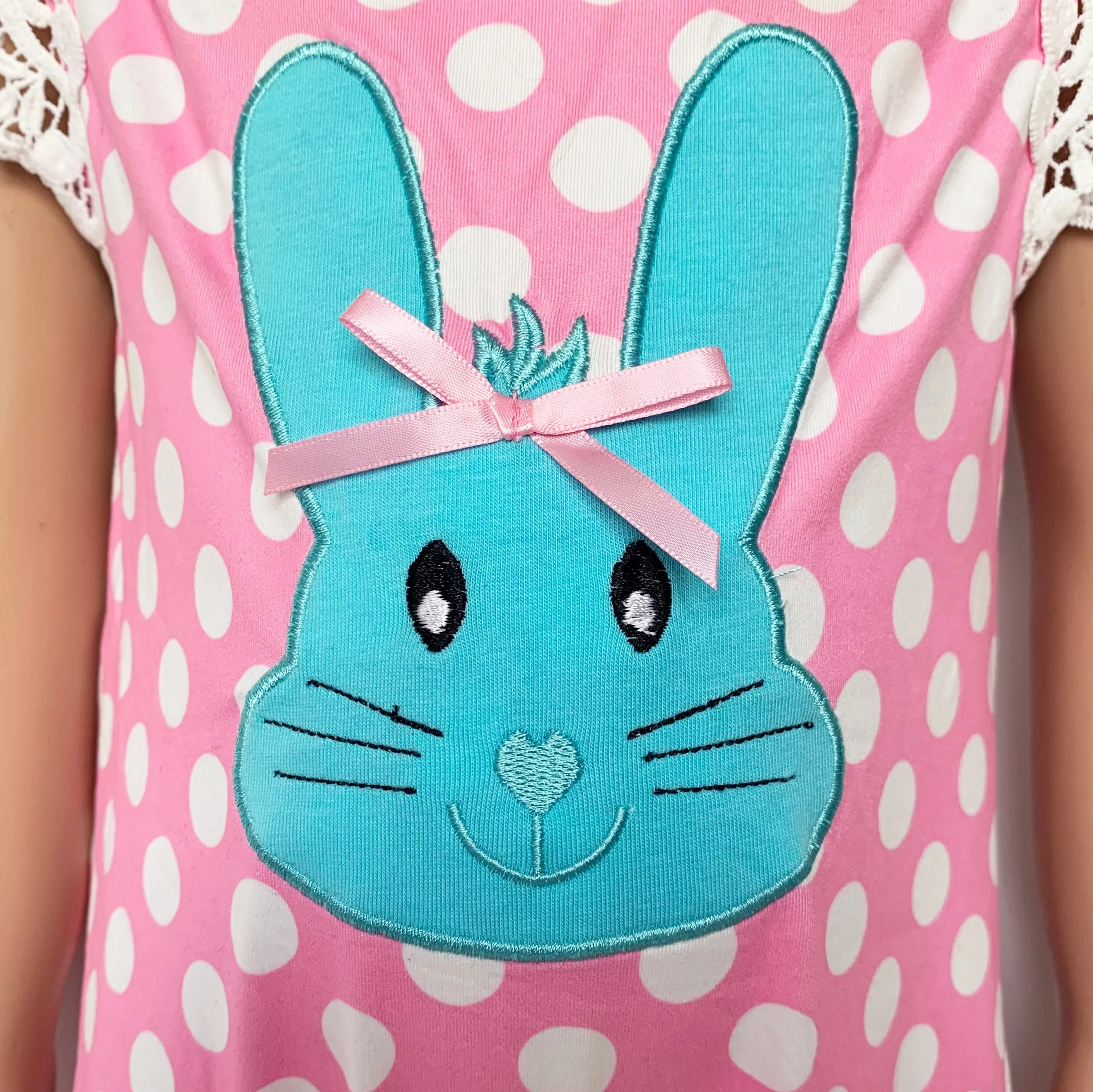 AL Limited Easter Bunny Baby Girls Polka Dot Lace Romper