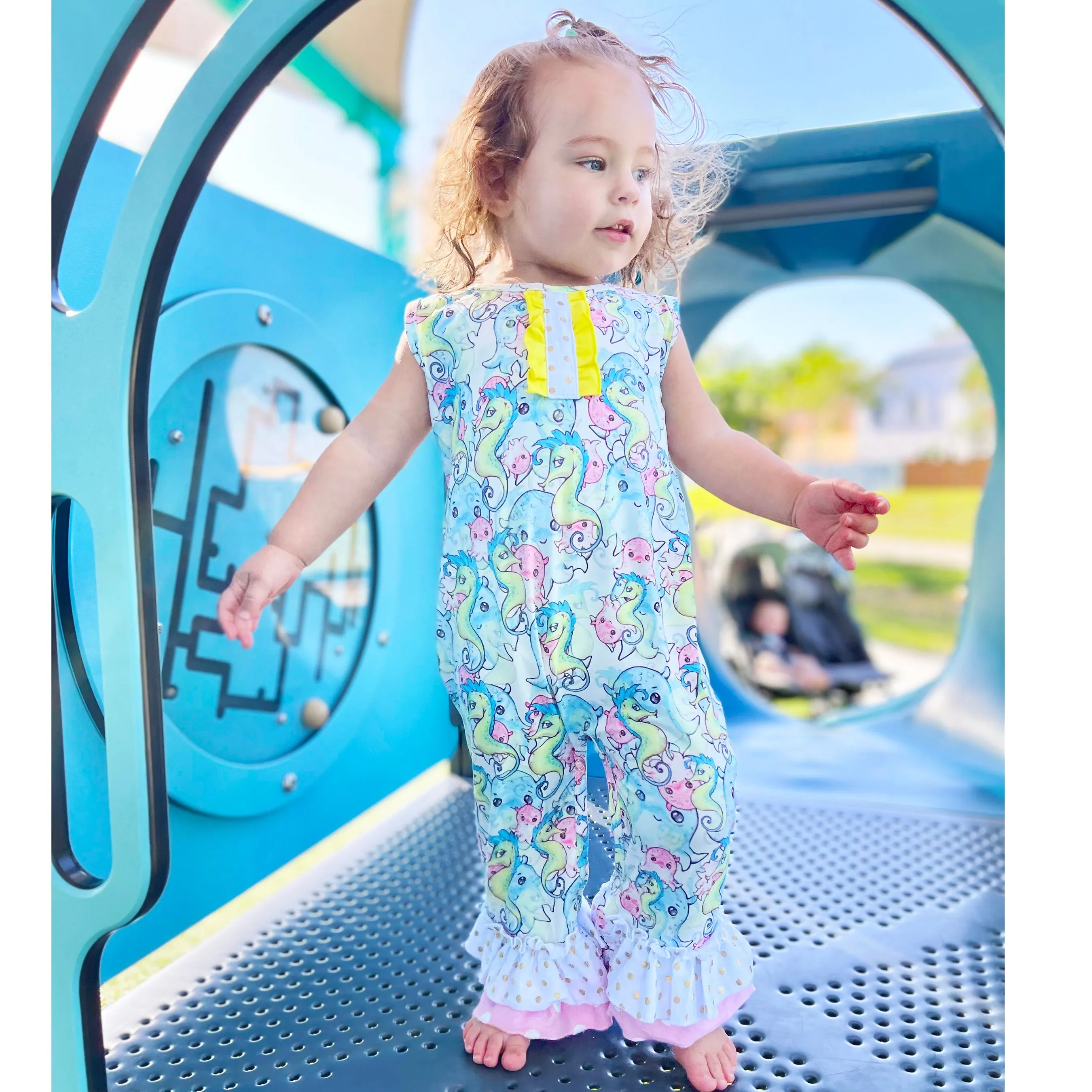 AL Limited Seahorse Baby Girls Polka Dot Summer Romper