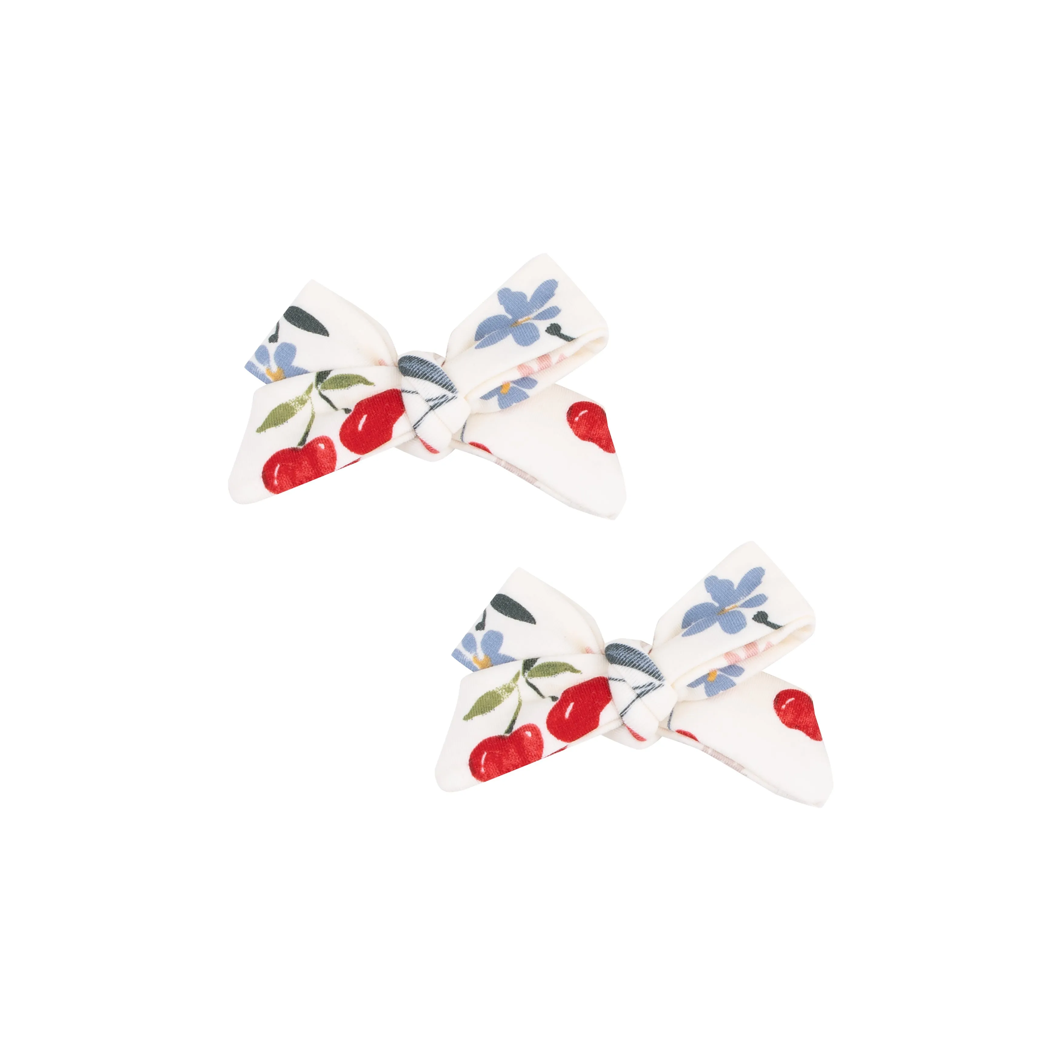 Angel Dear || Watercolor Cherries   Gingham 2 Pack Hair Bow With Clip