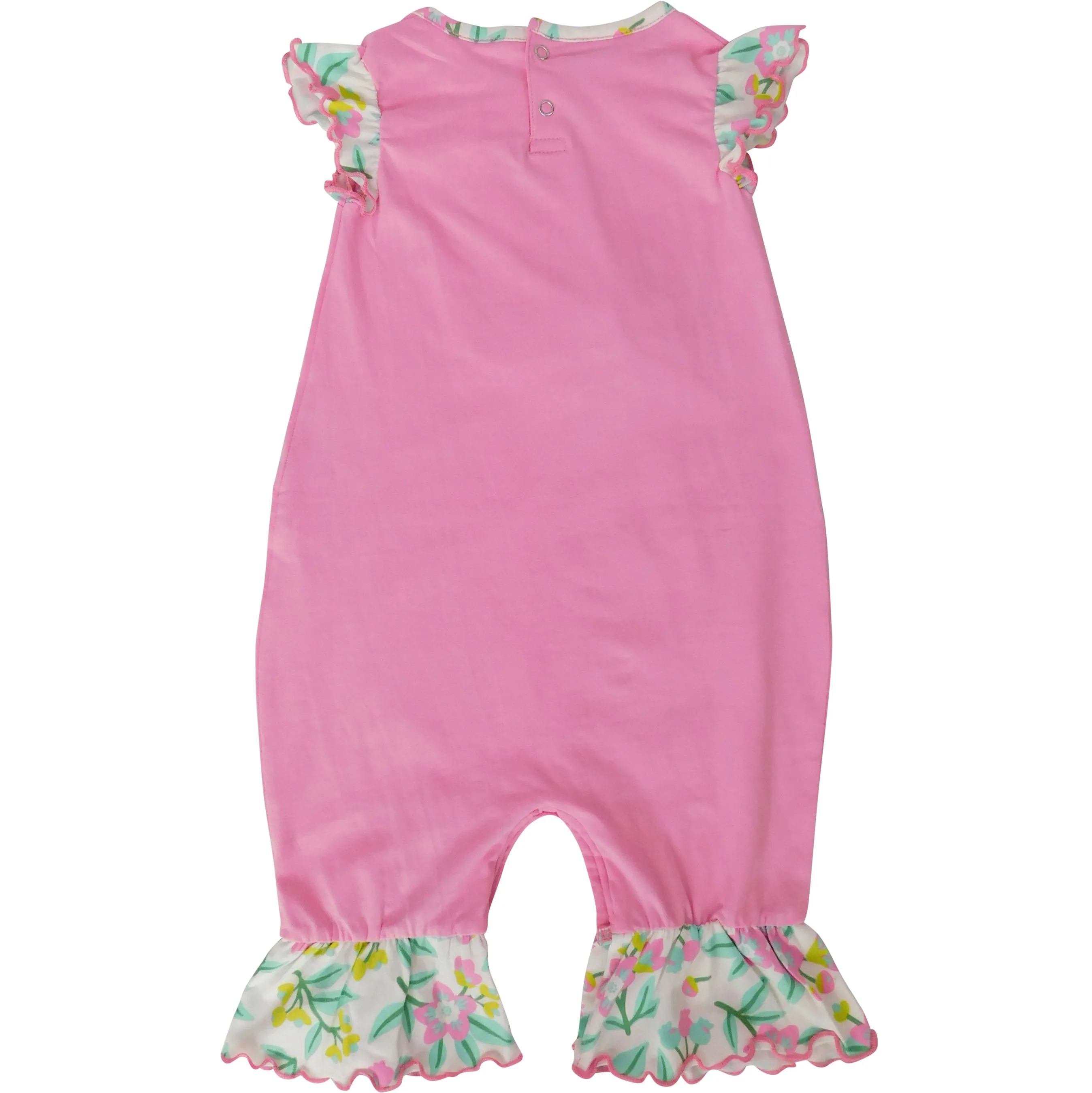 AnnLoren Pink Easter Bunny Baby Girls' Romper Floral Ruffles Holiday Outfit Playsuit