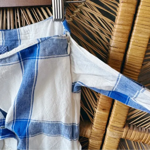 Anthropology Maeve Plaid Wrap Linen Skirt Asymmetric Button Pocket SZ: 6