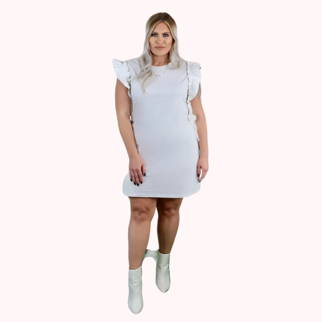 APRIL SHIRT DRESS WITH FAUX LEATHER SLEEVES