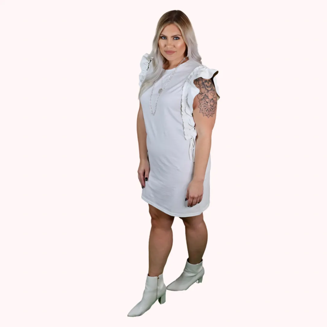 APRIL SHIRT DRESS WITH FAUX LEATHER SLEEVES