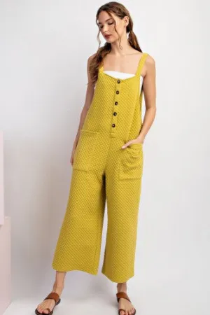 Avocado Textured Button Front Jumpsuit