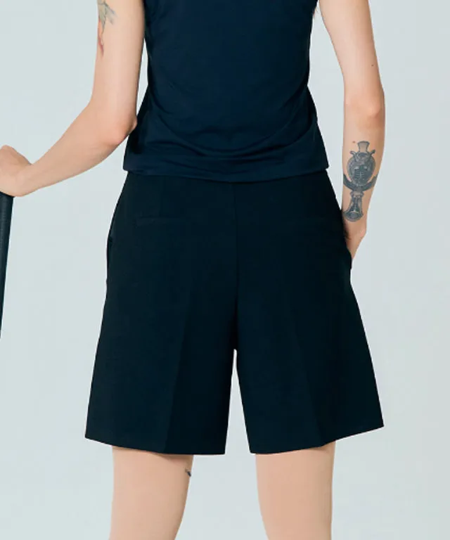BENECIA 12 Pintuck Part 5 Shorts - Black