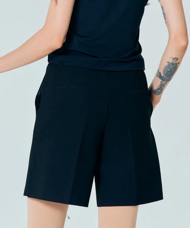 BENECIA 12 Pintuck Part 5 Shorts - Black