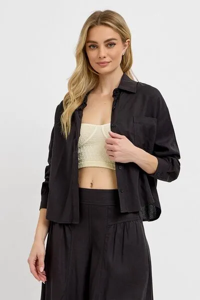 Black Button Down Long Sleeve Shirt