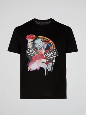 Black Collage Print T-Shirt