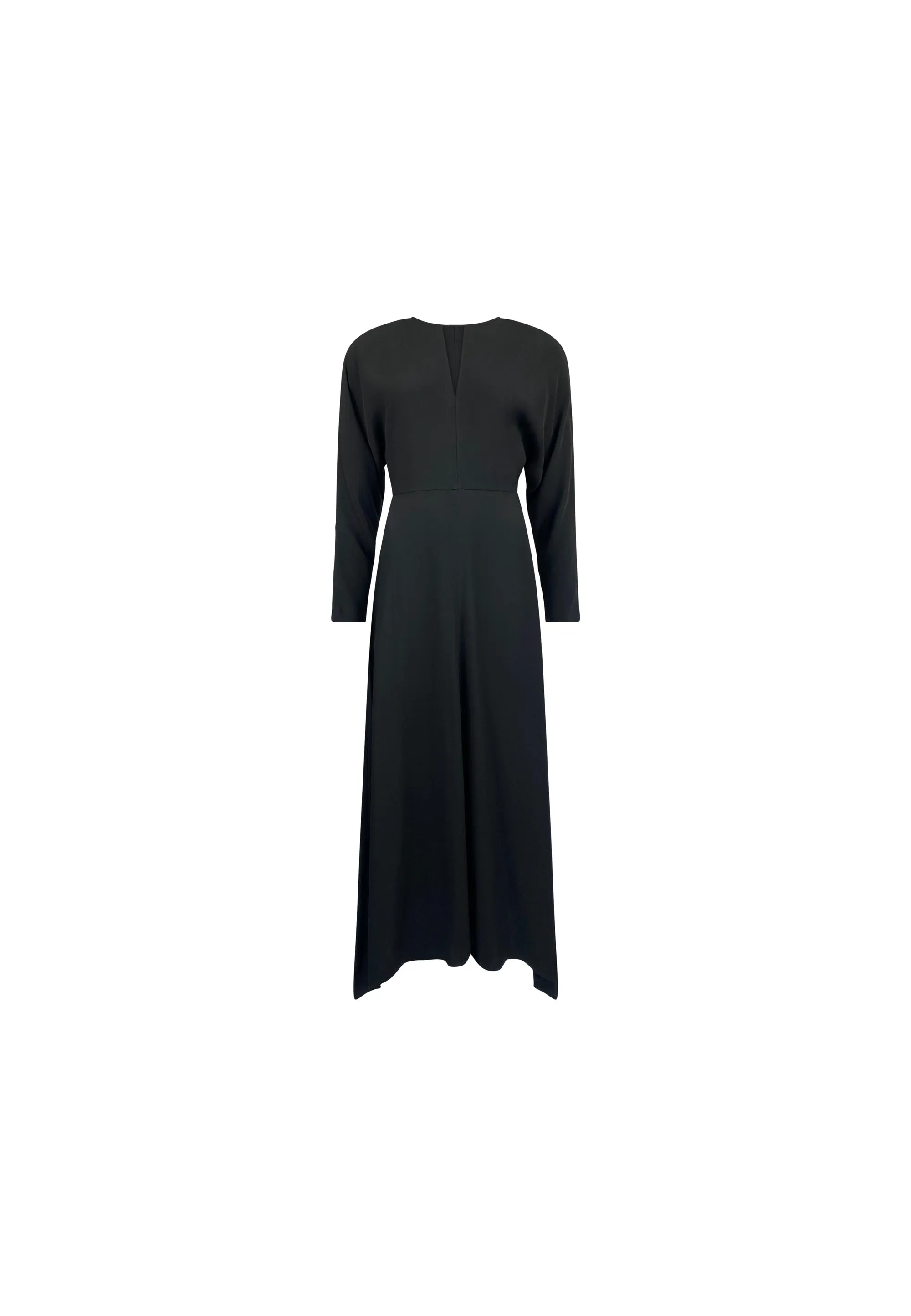 Black Crepe Keyhole Midi Dress