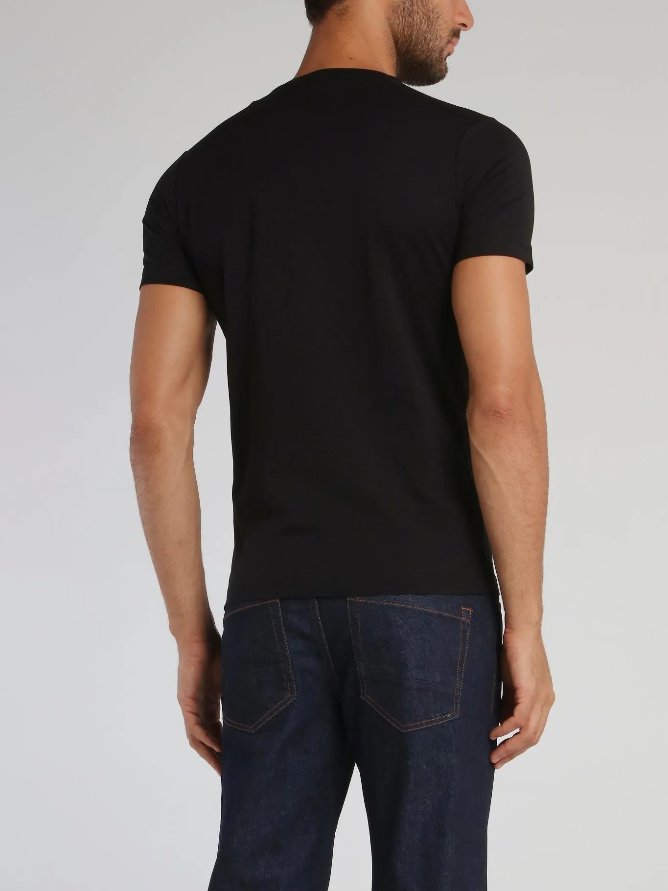 Black Monogram Embroidered Cotton T-Shirt