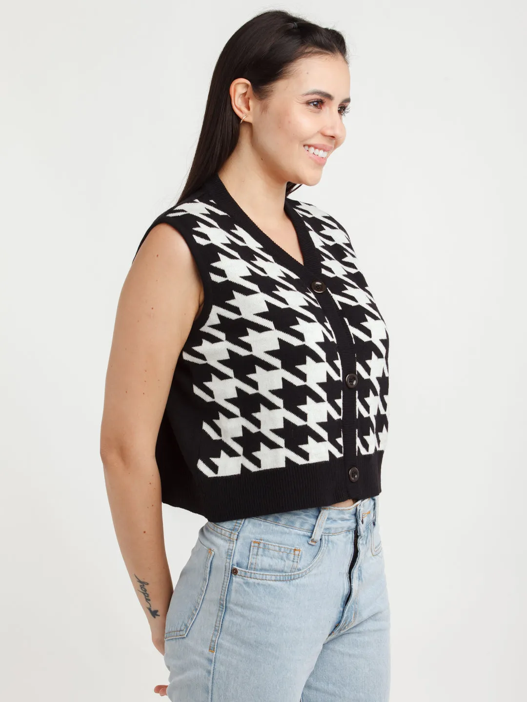 Black Printed Sweater