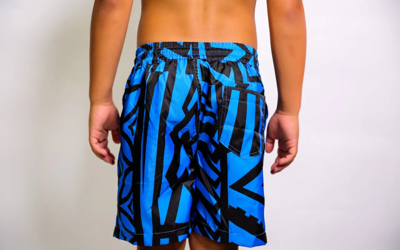 BOYS BLUE ELEI PRINT BOARD SHORTS