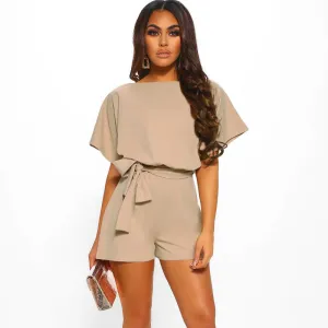 Breezy Glam Tie-Waist Flutter Sleeve Romper
