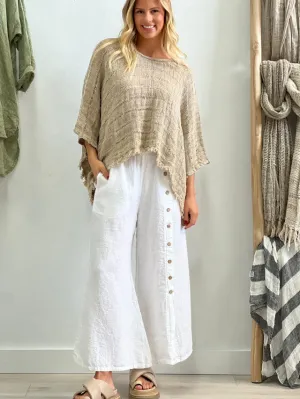 Bruna Button Wide Legged Pants - White