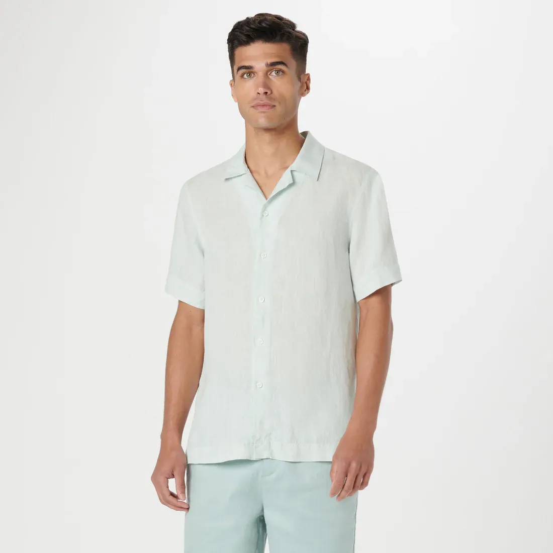Bugatchi Jackson Short Sleeve Linen Shirt - Seafoam