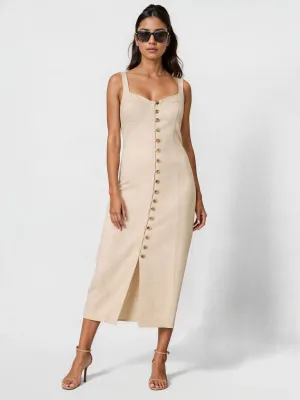 Button Down Bodycon Midi Dress