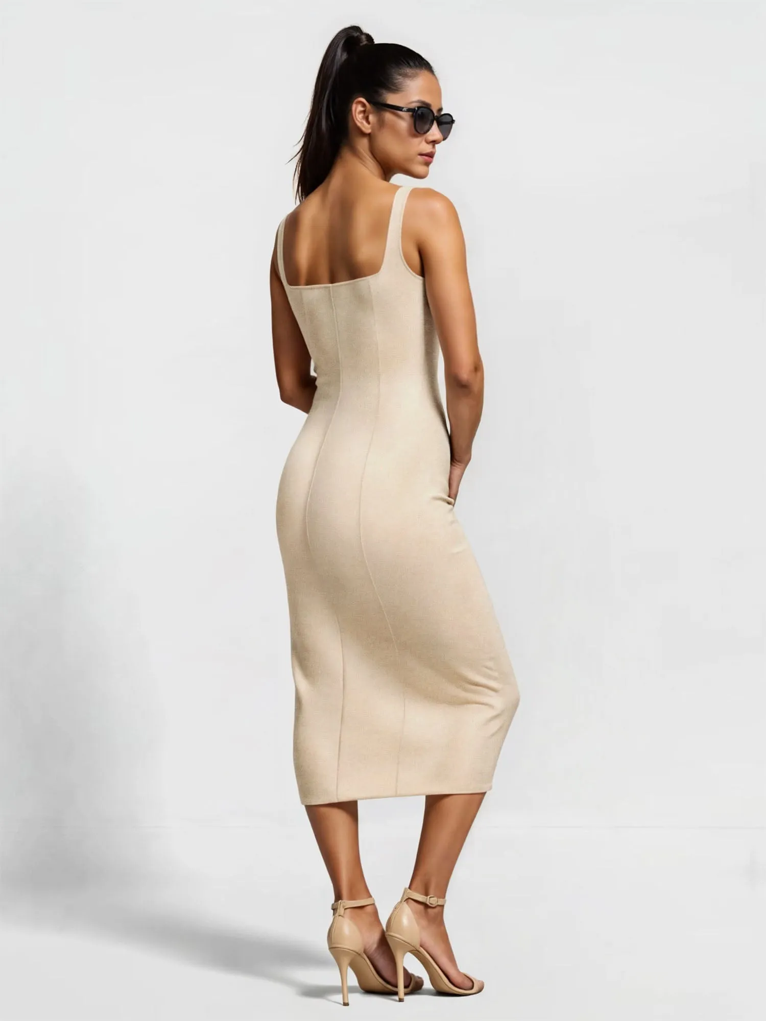 Button Down Bodycon Midi Dress