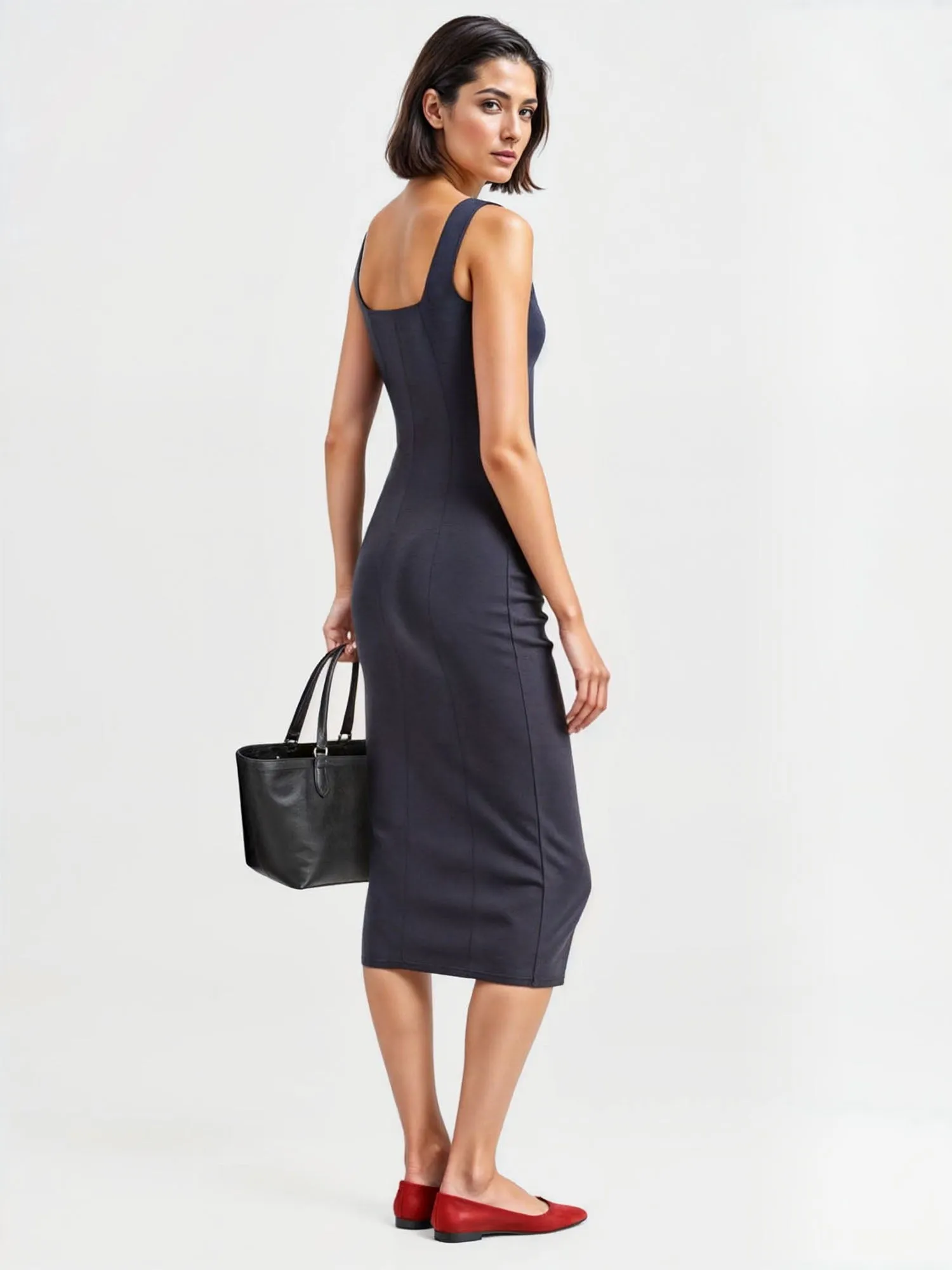 Button Down Bodycon Midi Dress