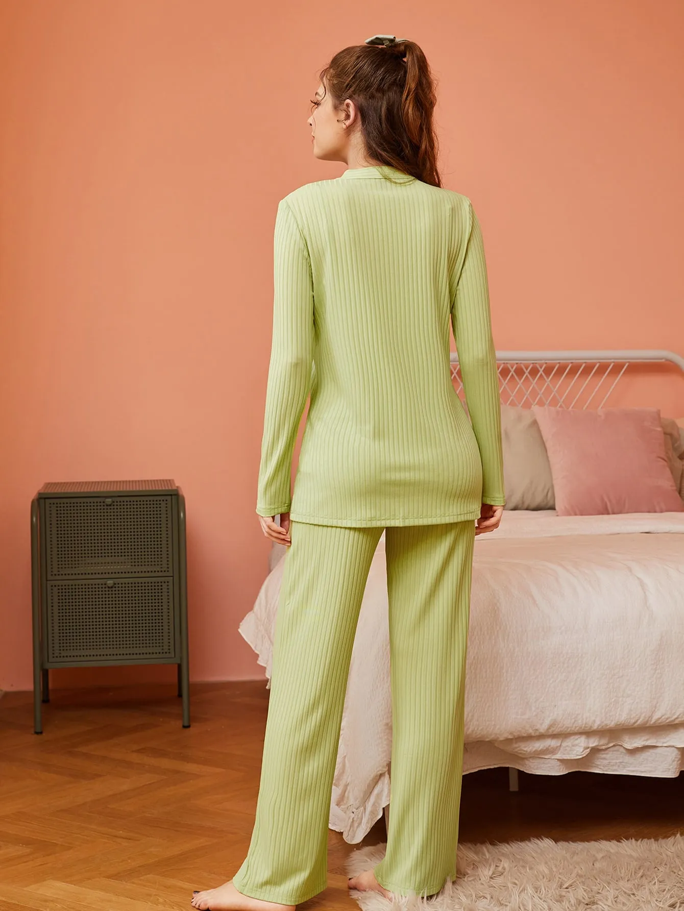 Button Front Robe & Cami Top & Pants PJ Set