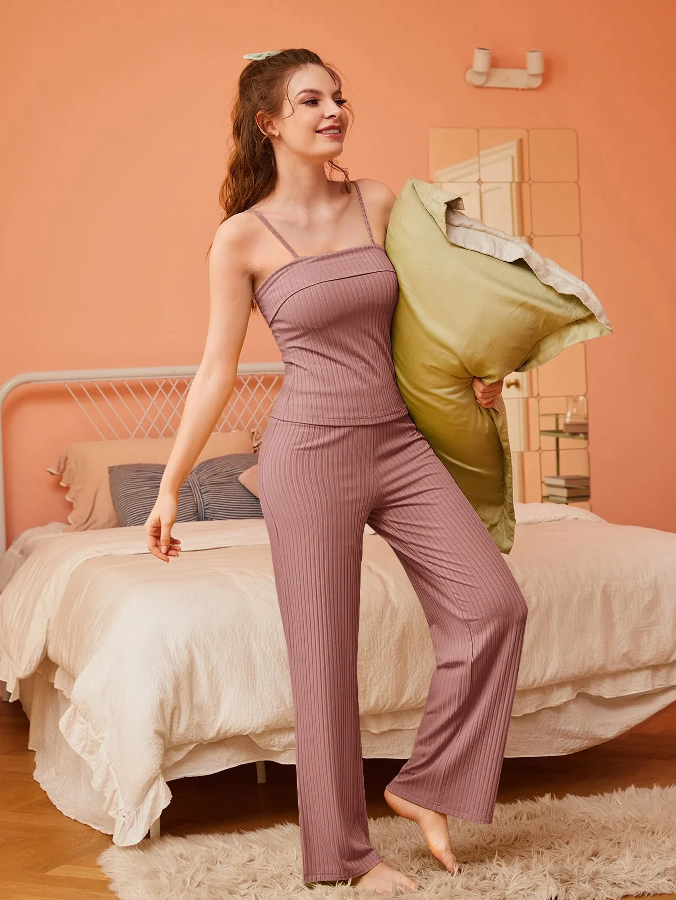 Button Front Robe & Cami Top & Pants PJ Set