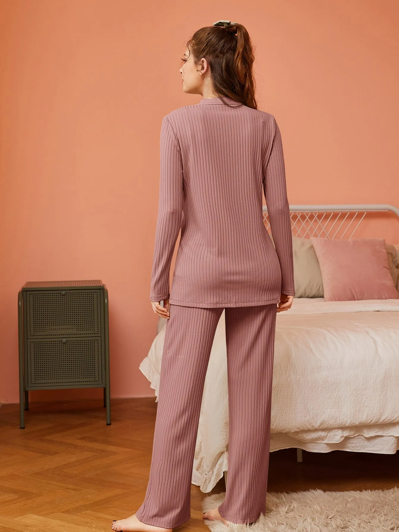 Button Front Robe & Cami Top & Pants PJ Set