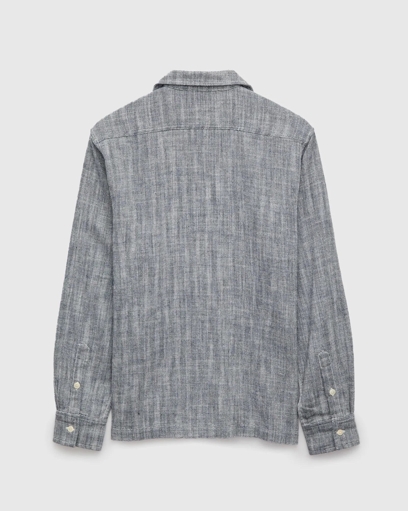 Camp Shirt in Black Linen Herringbone Twill