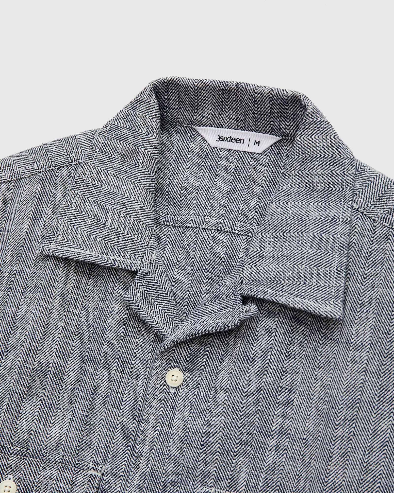 Camp Shirt in Black Linen Herringbone Twill