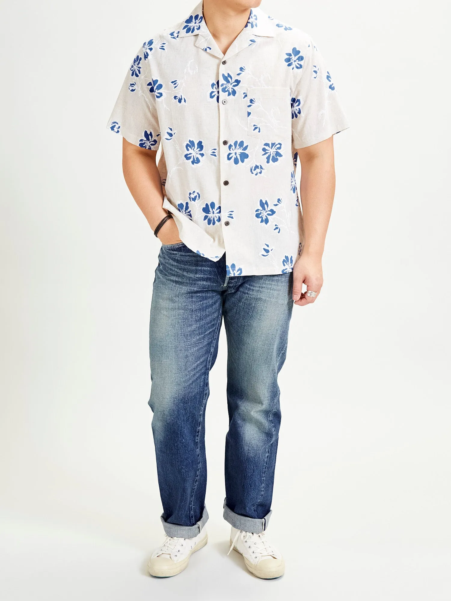 Canvas Button-Up Shirt in Blue