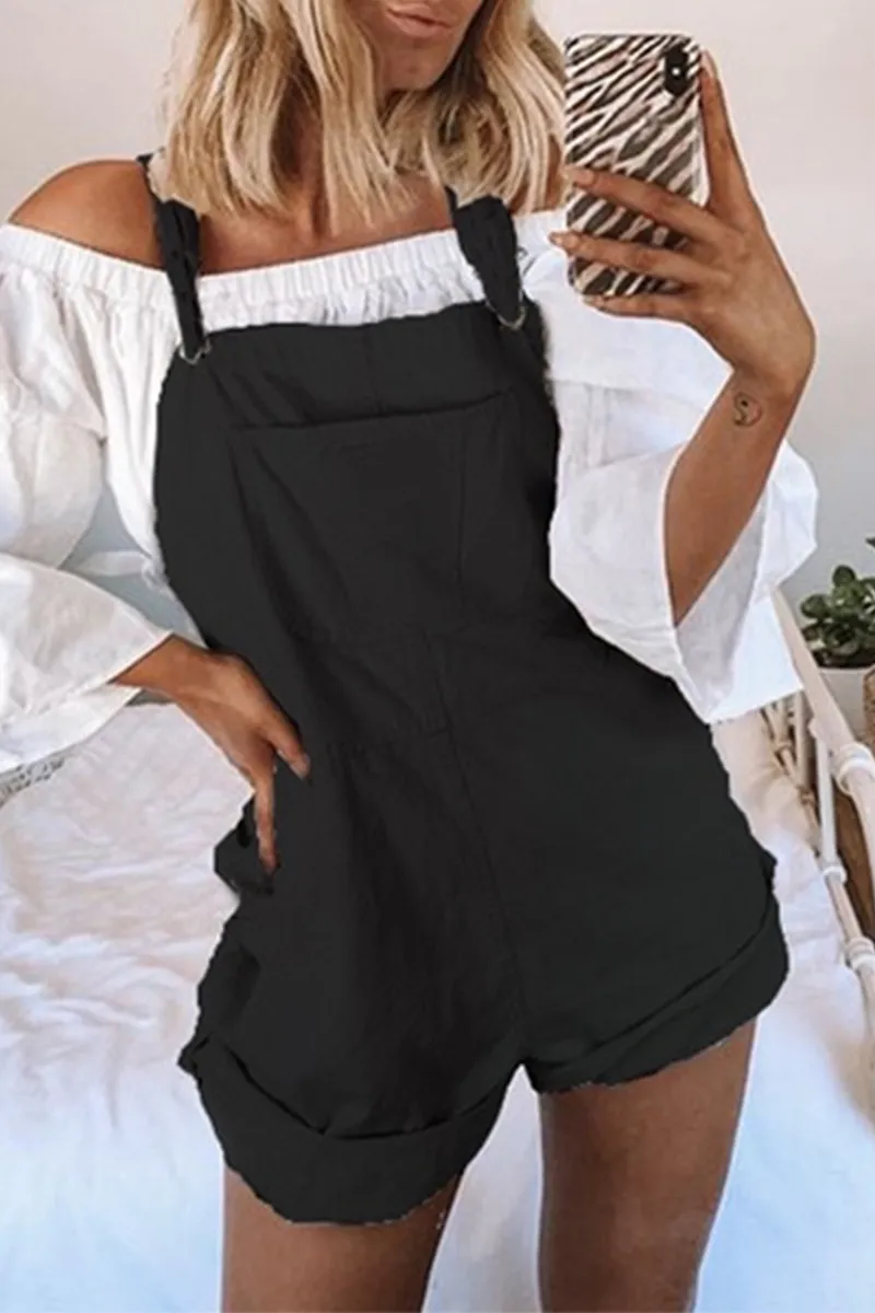 Casual Solid Patchwork Square Collar Straight Jumpsuits(3 Colors)