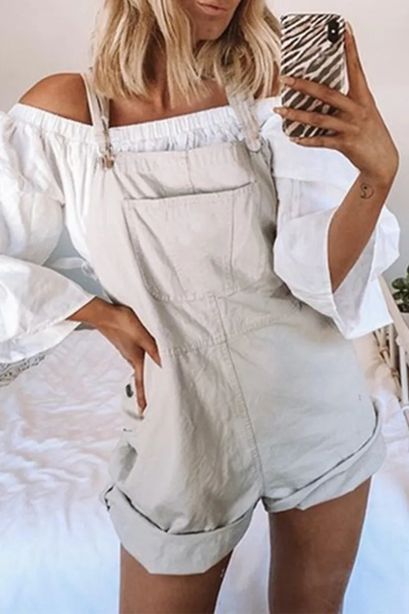 Casual Solid Patchwork Square Collar Straight Jumpsuits(3 Colors)